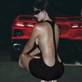 Halter Hot Backless Dress for Women Solid U Neck Sleeveless Bodycon Mini Dresses Club Party Outfits Clothes