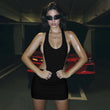 Halter Hot Backless Dress for Women Solid U Neck Sleeveless Bodycon Mini Dresses Club Party Outfits Clothes